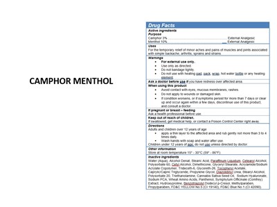 Cream (Camphor 3 Menthol 10)